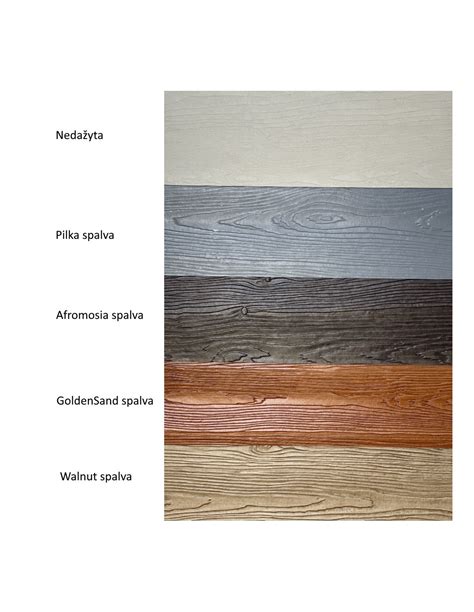 Įvairių spalvų ir tekstūrų fibrocementinės dailylentės