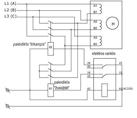 Pneumatinio valdymo vožtuvo prijungimo schema