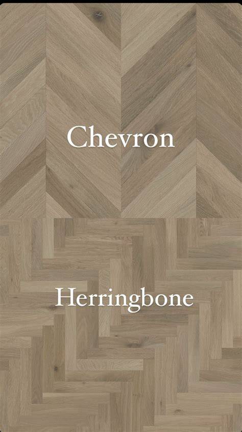 Infografika apie Herringbone ir Chevron plokštės išdėstymo principus