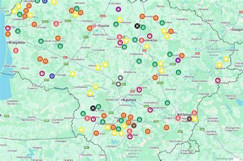 Mapa su parduotuvių tinklu Lietuvoje