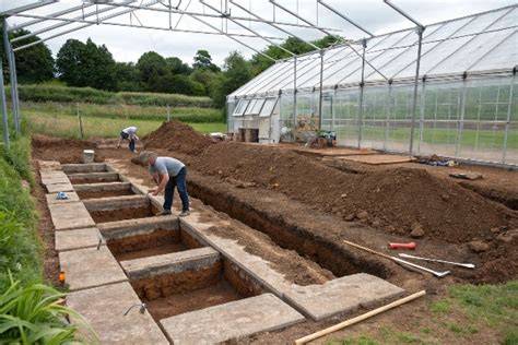 Diagram of ground preparation for a long-lasting greenhouse foundation