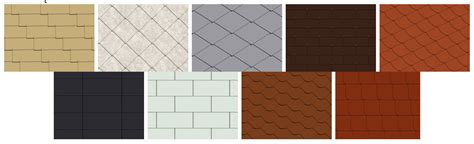 įvairių spalvų ir tekstūrų fasadinių plokščių pavyzdžiai