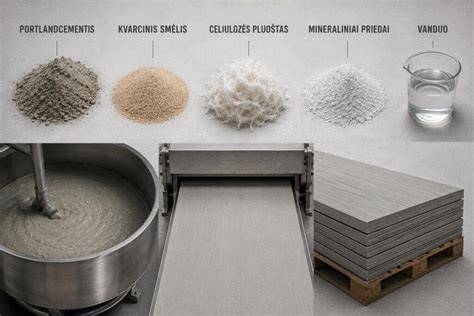 Infografika: fibrocementinių dailylentų palyginimas tarp HardiePlank ir Cedral variantų