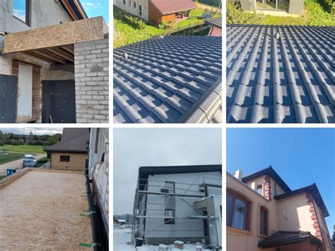 Įvairių spalvų ir tipų stogo pakalimų pavyzdžiai