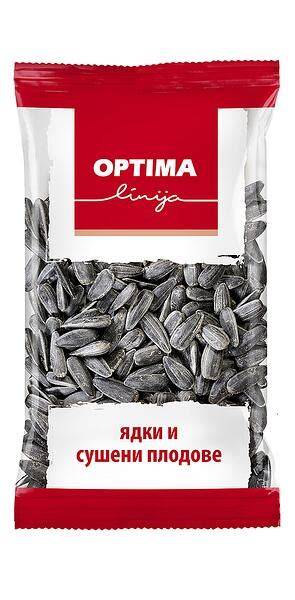 Ekologiški šlifuoti zirniai Optima linija - pakuotės ir produkto charakteristikos renderis