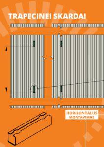 Grafikas: trapecinės skardos klijavimo ir tvirtinimo schema