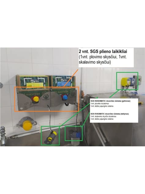 Valymo skysčio dozavimo sistema su solenoidiniu vožtuvu