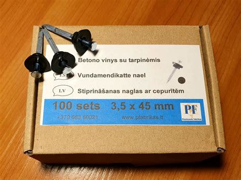 Detali schema tvirtinimo varžtų su tarpinėmis ir kepurėlėmis