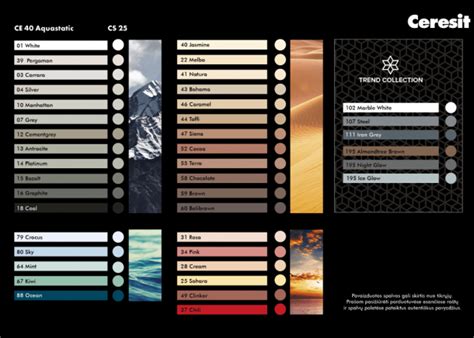 Ceresit glaisto spalvų paletė