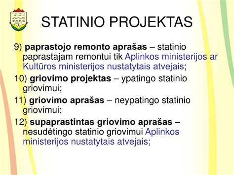 Statinio projektas su išvardintais elementais