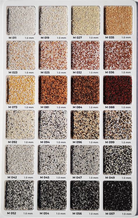 Granito trinkelių spalvų paletė