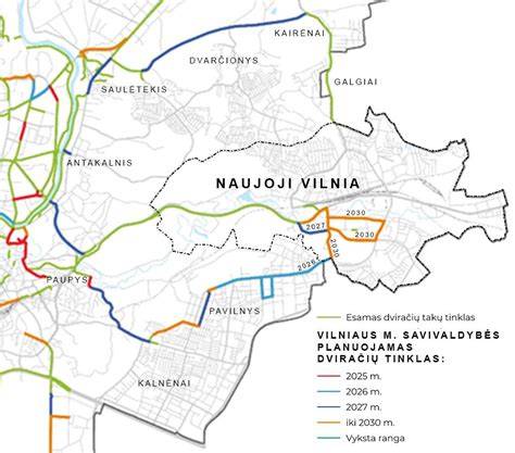 Gatvių tinklo schema iliustracija: Naujoji Vilnia, Antakalnis ir Pilaitė su pažymėtomis ašinėmis linijomis