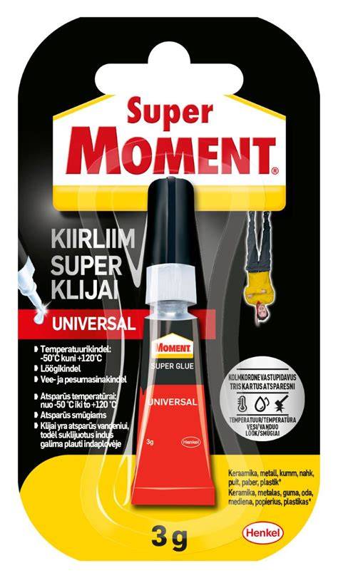 Infografika: Moment Universal klijų tipai ir jų pritaikymas