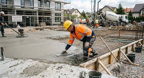 Infografika: Betonuotojo darbo grandinė - nuo mišinio paruošimo iki paviršiaus apdailos