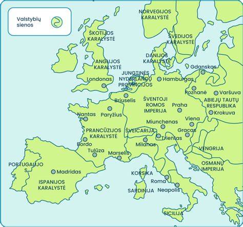 Mapa: Viduramžių spaudų gamybos centrai Europoje (Paryžius, Italija, Vokietija)