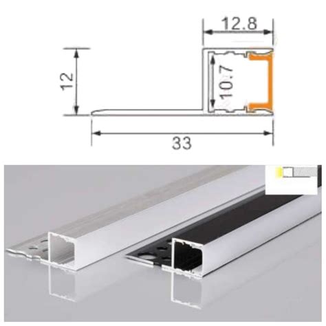 Led profiliai image: sidabro spalvos aliuminio profiliai, matomi dydžiai 3 m