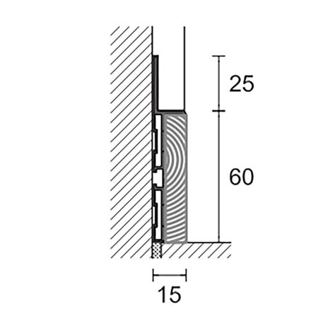 Vizualizacija, kaip įleidžiamos grindjuostės susilieja su siena