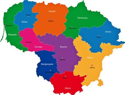 Mapa: Lietuva - regionai su praktiniais matavimų protokolais