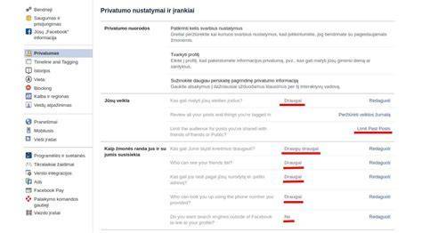 Diagram: privatumo nustatymai ir kas gali matyti įrašus