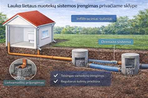 Infografika: lietaus nuotekų vamzdynų sistemos schema