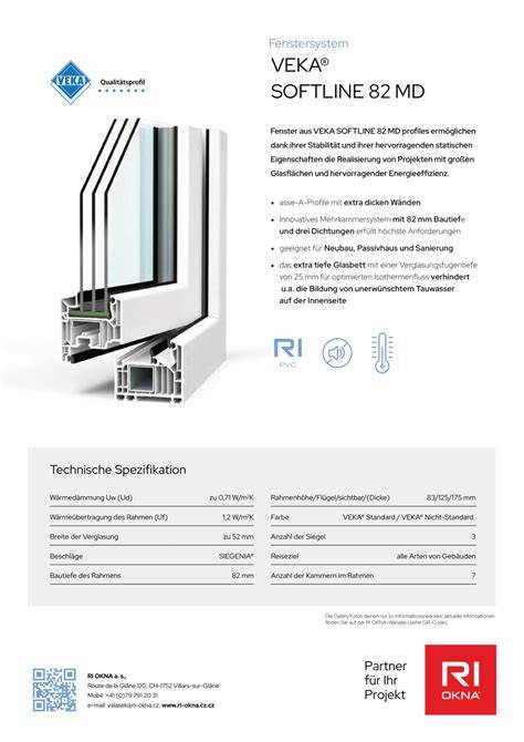 Infografika: VEKA Softline 82 MD šilumos izoliacijos vertės ir konstrukcijos principai