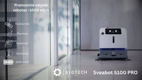 SVEABOT S100 PRO schema: LiDAR navigacija ir 24 kPa siurbimo galia