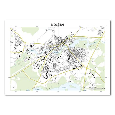 Molėtų rajono žemėlapis su nurodytais pagrindiniais keliais ir gyvenvietėmis