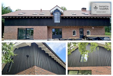 Degintos medienos (Yakisugi) fasado pavyzdys