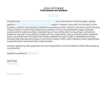 notaro patvirtintas nuosavybės įrašas