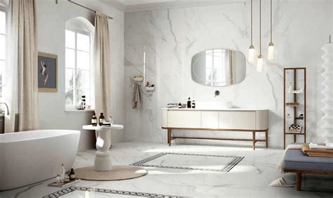 Didelio formato akmens masės plytelės su marmuro imitacija