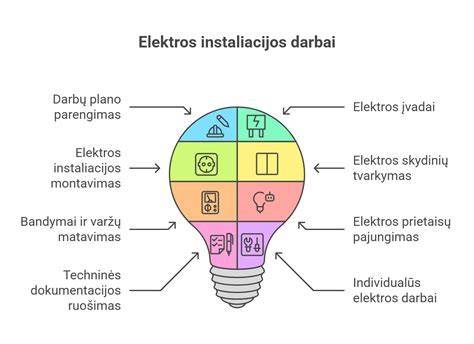 Infografika: elektros instaliacijos įrengimo etapai