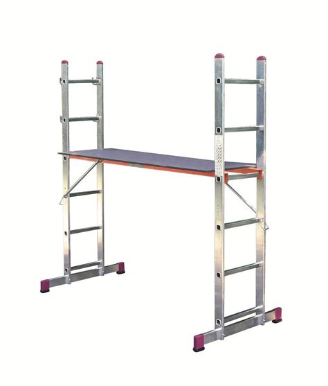 Įvairių dydžių ir modelių aliumininės dvipusės kopėčios