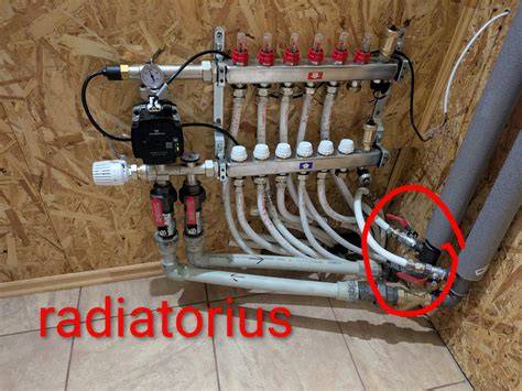 Grindinio šildymo kolektorių išdėstymas schematiškai