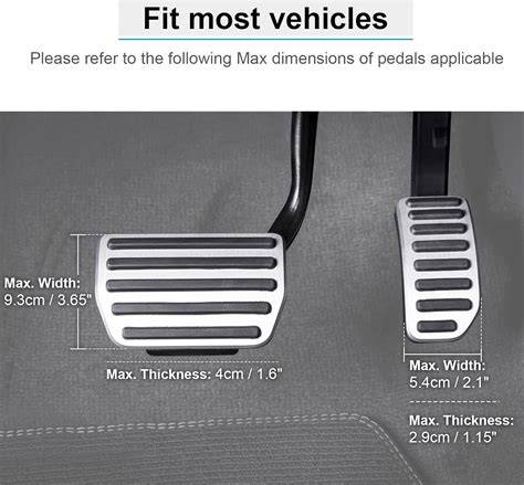 Diagram of pedal layout compatibility with Škoda models
