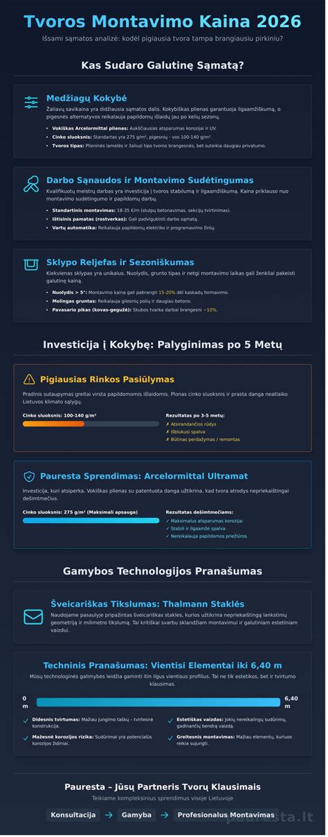 Infografika: Granito plokščių kainų ir montavimo procesų eiga