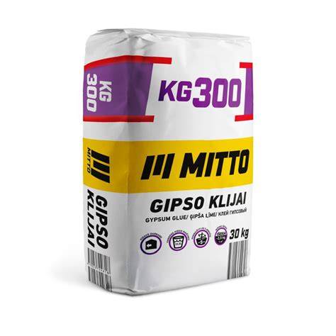 Gipso klijai MITTO KG300 naudojimo schema: paruošimas, mišinio lietimas, tepimas ir klijavimas
