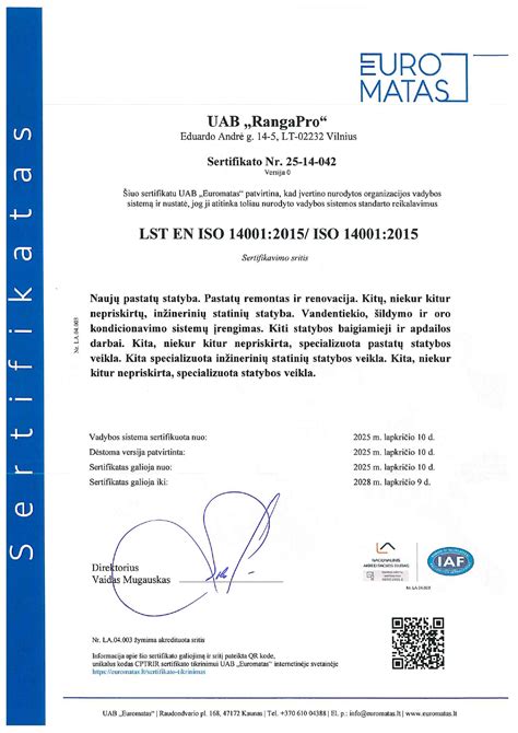 sertifikatai ISO 9001 ir ISO 14001