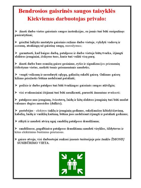 bendrosios gaisrinės saugos taisyklės