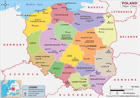 Map of major Polish cities with grindų ir statybinių medžiagų parduotuvėmis