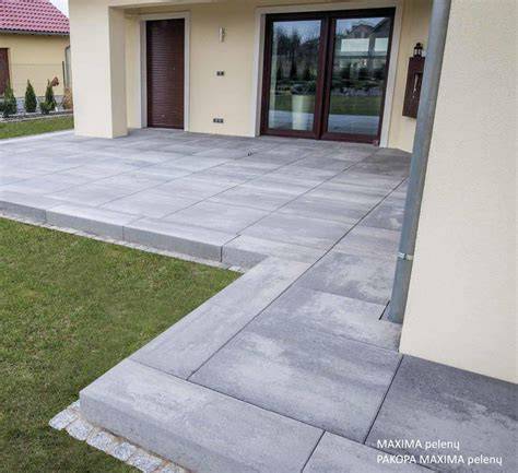 Betono plokščių dizaino pavyzdžiai: terasos ir takai