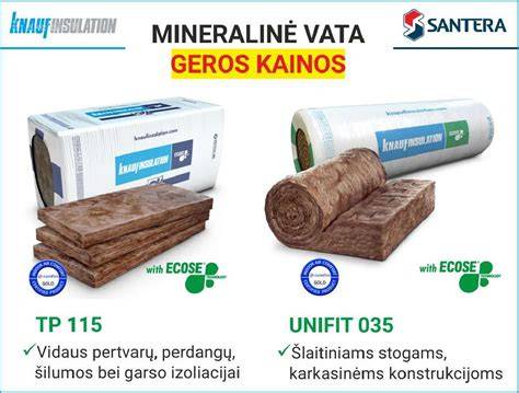 Infografika apie pagrindines izoliacines medžiagas: mineralinė vata, putų polistirenas, natūralios kilmės pluoštai