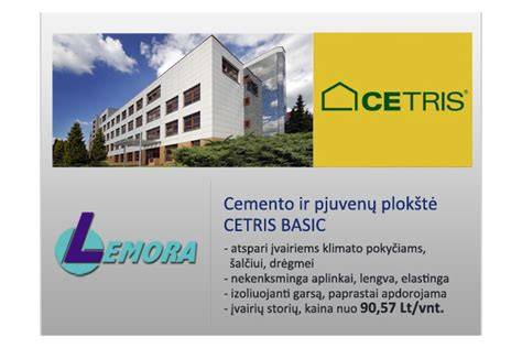 Infografika: CETRIS cemento plokščių gamyba ir sudėtis