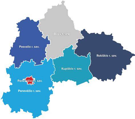 Žemėlapis su Panevėžio regiono žvyro, skalda ir smėlio tiekėjų vietomis