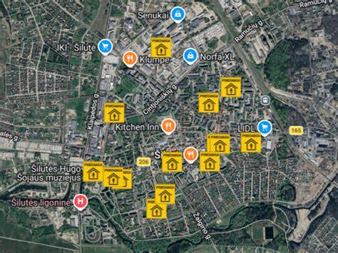 Senukų terminalai ir jų įsikūrimų miestuose žemėlapio maketas