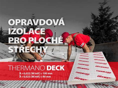 Thermano DECK plokščių išdėstymo pavyzdys stogo šiltinimo schemoje