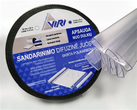 Kanalo polikarbonato sandarinimo juosta ir profiliai