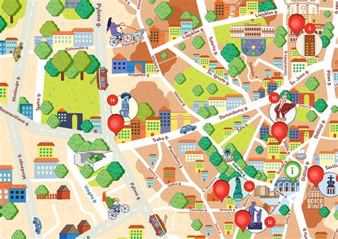 Map of Vilnius old town area demonstration of restoration projects