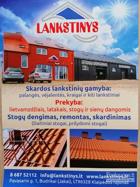 Kamino įdėklų įvairovė ir skardos lankstinių asortimentas