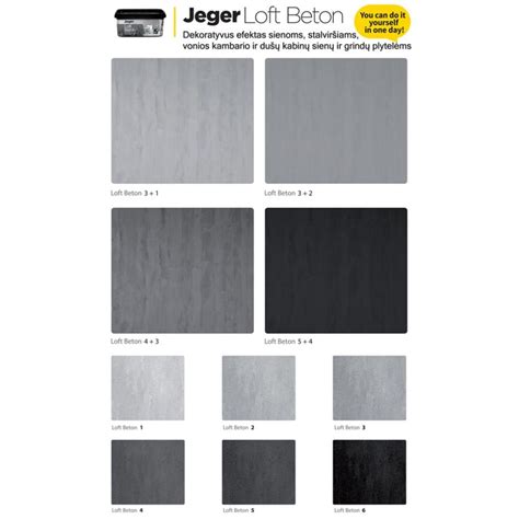 Spalvų paletė Loft betono plokštėms