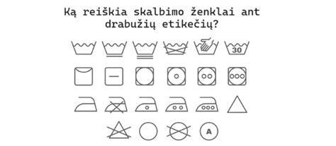 Drabužių etikečių simbolių grafikas: pagrindiniai ženklai, Dubuo, Trikampis, Apskritimas kvadrate, Kvadratas, Lyginimo ženklai